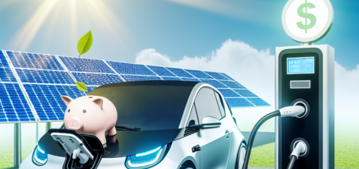 Electrical car saving money with charging when the sun is up