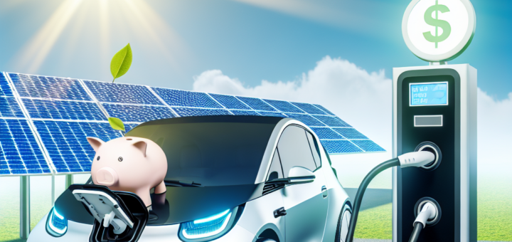 Electrical car saving money with charging when the sun is up