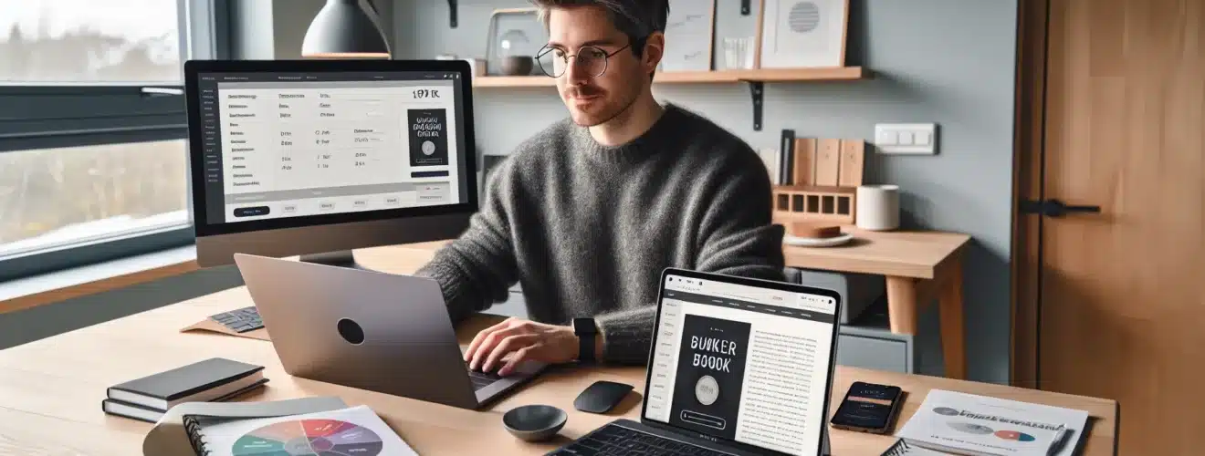 Norwegian entrepreneur preparing and selling an e book with vipps payment visible