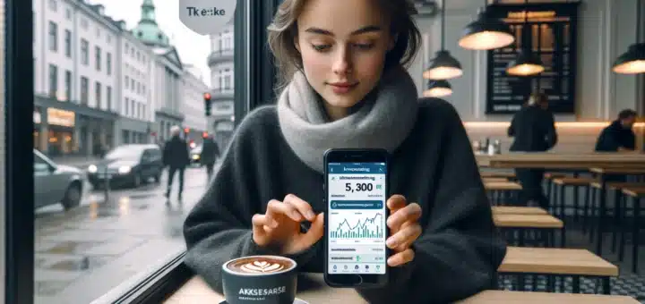 Woman in oslo confirming 100 kr weekly micro investment in an ask app