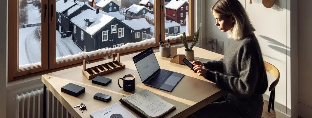 Norwegian saver using hardware wallet and phone for crypto savings at home