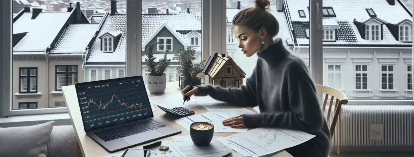 Young woman in norway reviews bsu ask and ips savings with mortgage papers