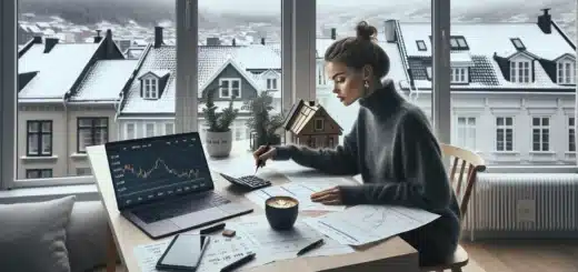 Young woman in norway reviews bsu ask and ips savings with mortgage papers