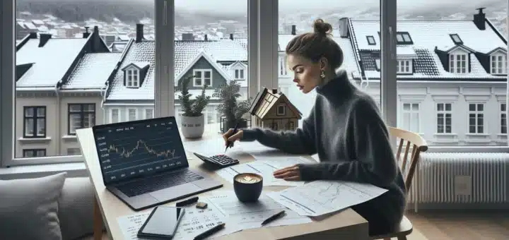 Young woman in norway reviews bsu ask and ips savings with mortgage papers
